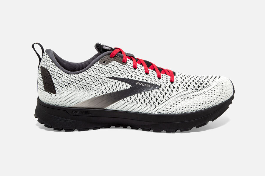 Brooks Revel 4 Mens Australia - Road Running Shoes - White/Black/Red (151-WZOBR)